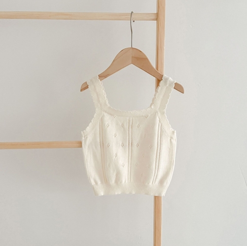 New Arrival Summer Infant Baby Girls Hollow-Out Pattern Sleeveless Vest Wholesale