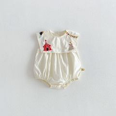 Summer Infant Baby Girls Cute Cartoon Pattern Crew Neck Sleeveless One Piece Onesies Wholesale