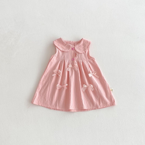 Summer Infant Baby Girls Cute Butterfly-bows Pattern Sleeveless One Piece Dress Wholesale