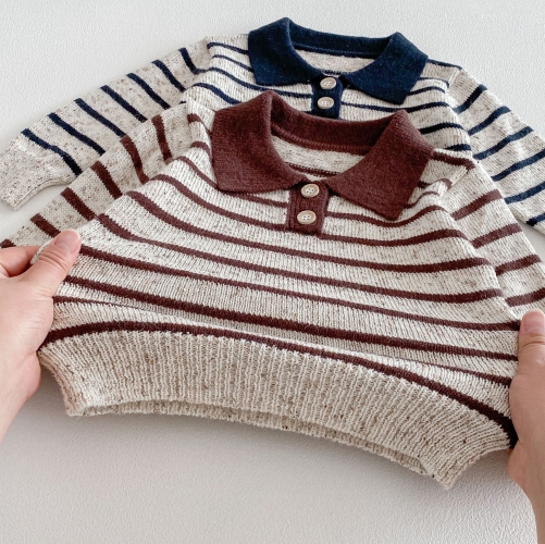 New Arrival Spring and Autumn Baby Kids Unisex Long Sleeves Striped Pattern Sweater Wholesale