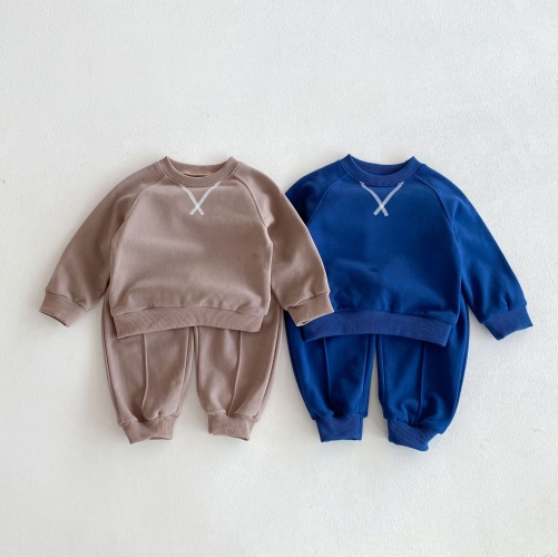 Autumn Infant Baby Kids Long Sleeves Casual Pullover and Pants Sporty Sets Wholesale