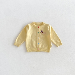 New Arrival Spring and Autumn Infant Baby Kids Girls Cartoon Puppy Pattern Long Sleeves Knitted Cardigan Wholesale