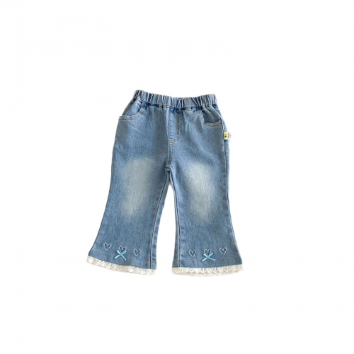 2026 Spring and Autumn New Arrival Baby Kids Girls Blue Denim Flared Jeans Wholesale