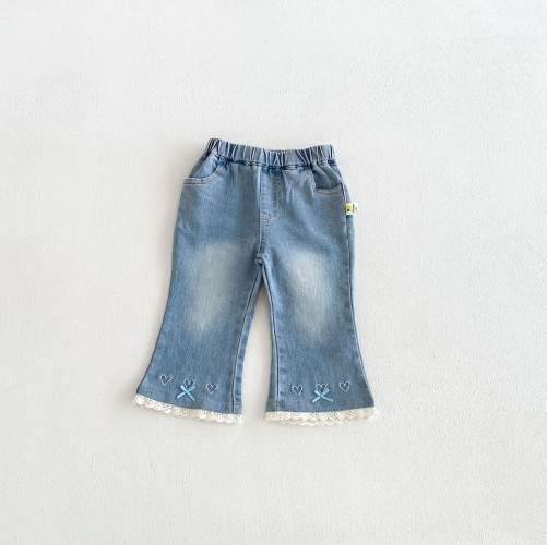 2026 Spring and Autumn New Arrival Baby Kids Girls Blue Denim Flared Jeans Wholesale
