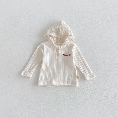 Autumn Infant Baby Kids Girls Long Sleeves Lace Trim Hooded Top and Red Pants Cute Clothing Sets Wholesale