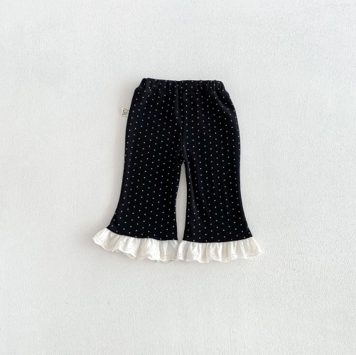 Autumn Infant Baby Kids Girls One Piece Dots Pattern Lace Trim Pants Wholesale
