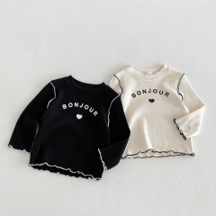 New Arrival Spring and Autumn Infant Baby Kids Girls Letters and Heart Pattern Long Sleeves Top Wholesale