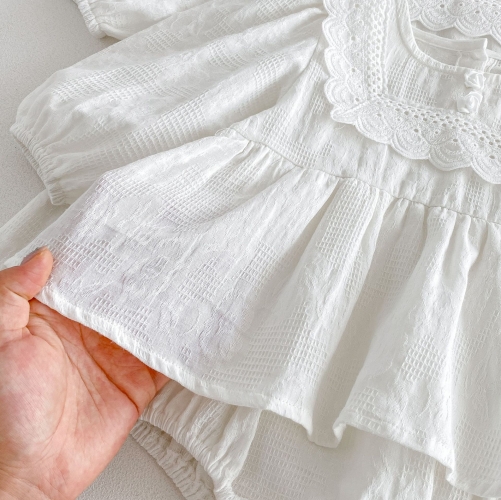 Spring and Autumn Infant Baby Girls Solid Color Long Sleeves One Piece Onesies Wholesale