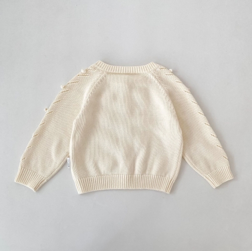 New Arrival Spring and Autumn Infant Baby Kids Girls Hollow-out Pattern Long Sleeves Knitted Cardigan Wholesale