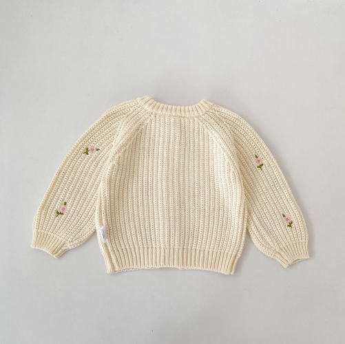 New Arrival Winter and Autumn Infant Baby Kids Girls Flowers Pattern Long Sleeves Knitted Cardigan Wholesale
