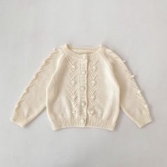 New Arrival Spring and Autumn Infant Baby Kids Girls Hollow-out Pattern Long Sleeves Knitted Cardigan Wholesale