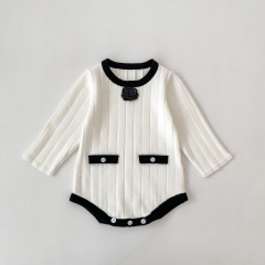 Spring and Autumn Infant Baby Girls Color Patchwork Long Sleeves One Piece Onesies Wholesale