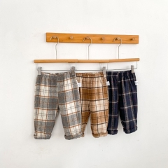 2026 Autumn Infant Baby Kids Unisex Plaid Pants Wholesale
