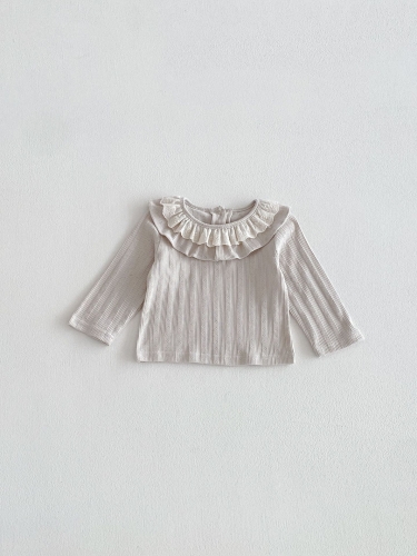 New Arrival Spring and Autumn Infant Baby Kids Girls Lace Collar Long Sleeves Top Wholesale