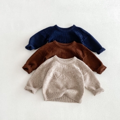 New Arrival Winter and Autumn Infant Baby Kids Solid Color Long Sleeves Knitted Sweater Wholesale