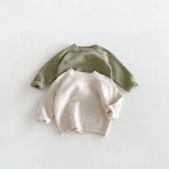 New Arrival Winter and Autumn Infant Baby Kids Girls Solid Color Long Sleeves Knitted Sweater Wholesale