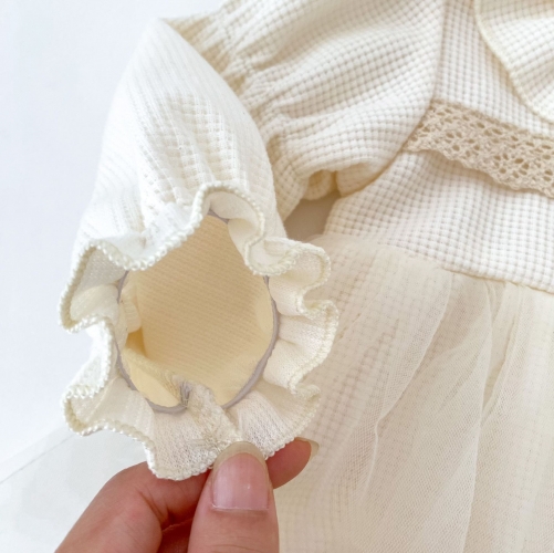 Spring and Autumn Infant Baby Girls Long Sleeves Tulle Patchwork Onesies Wholesale