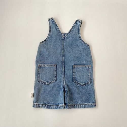 Spring and Autumn Infant Baby Kids Unisex Sleeveless One Piece Denim Overalls Wholesale