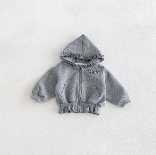 New Arrival Autumn Baby Kids Girls Long Sleeves Grey Coat for Stylish Girls Wholesale