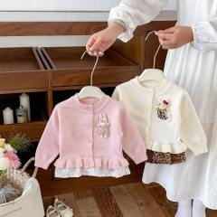 New Arrival Spring and Autumn Infant Baby Kids Girls Cartoon Pattern Long Sleeves Cardigan Wholesale