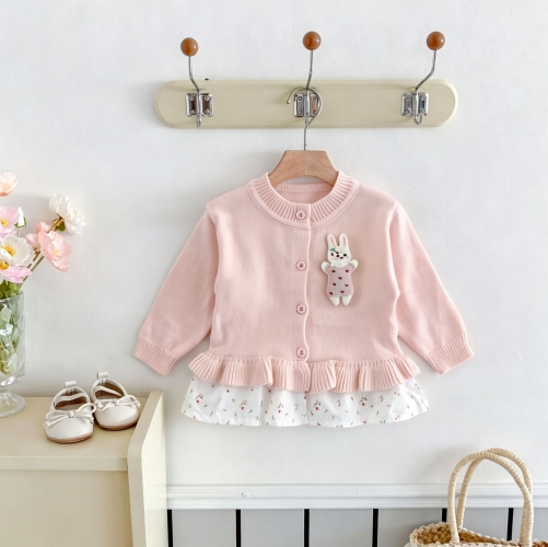 New Arrival Spring and Autumn Infant Baby Kids Girls Cartoon Pattern Long Sleeves Cardigan Wholesale