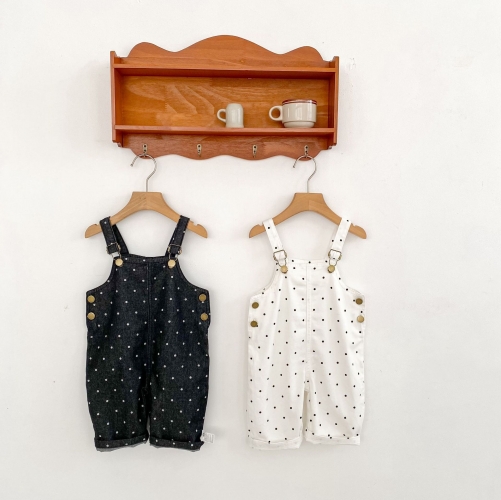Spring and Autumn Infant Baby Unisex Sleeveless One Piece Denim Dots Pattern Overalls Wholesale