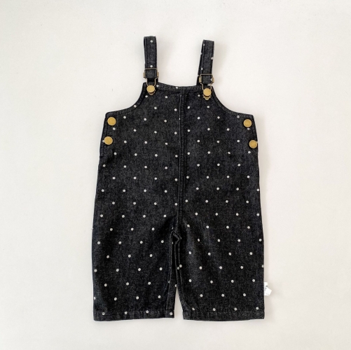 Spring and Autumn Infant Baby Unisex Sleeveless One Piece Denim Dots Pattern Overalls Wholesale