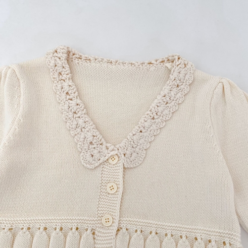New Arrival Spring and Autumn Infant Baby Kids Girls Hollow-out V Neck Long Sleeves Knitted Cardigan Wholesale