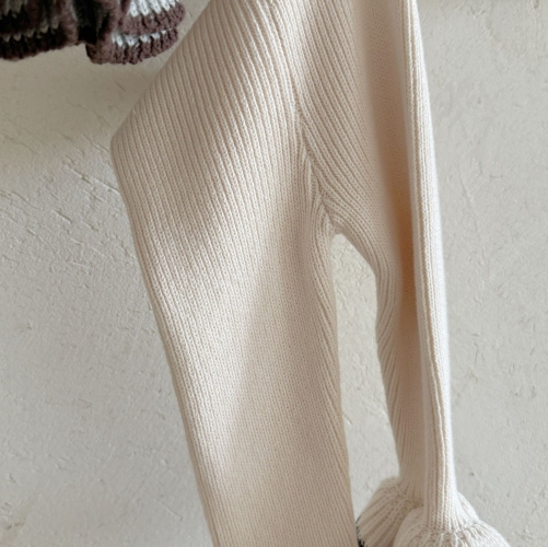 2026 Winter and Autumn Infant Baby Kids Girls Comfortable Ruffle Trim Knitted Pants Wholesale