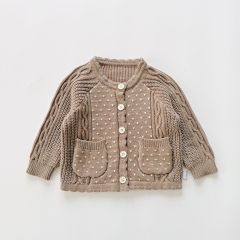 New Arrival Winter and Autumn Infant Baby Kids Girls Jacquard Pattern Long Sleeves Knitted Cardigan Wholesale