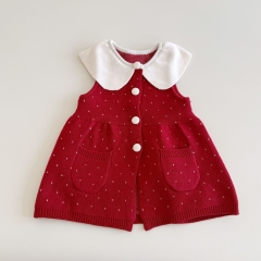 New Arrival Spring and Autumn Infant Baby Kids Girls Sleeveless Knitted Dress Wholesale