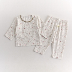 Autumn Infant Baby Kids Long Sleeves Floral Pattern Top and Pants Pajamas Clothing Sets Wholesale